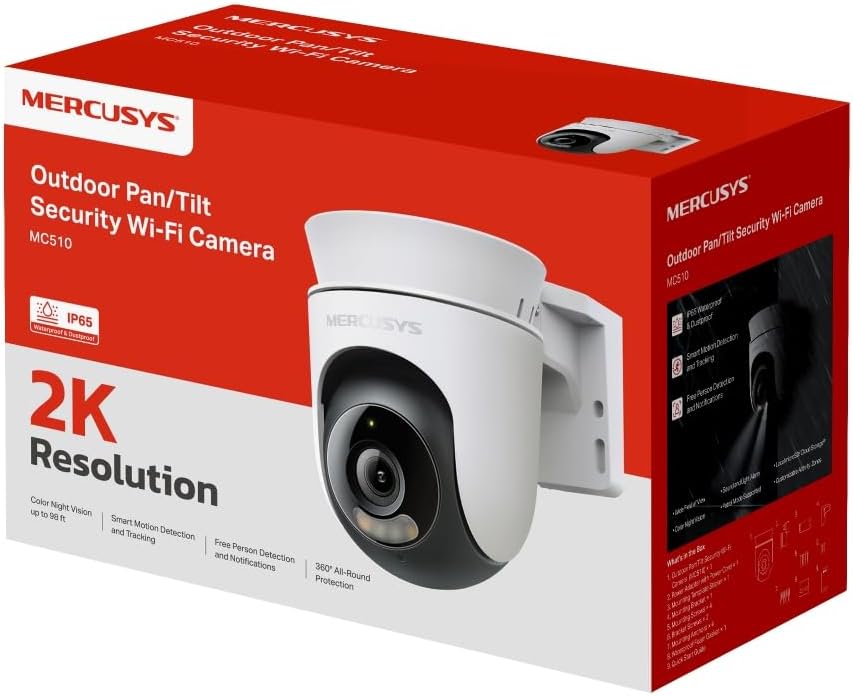 MERCUSYS MC510 Caméra WiFi Extérieure 360° 2K 3MP — Caméra de sécurité