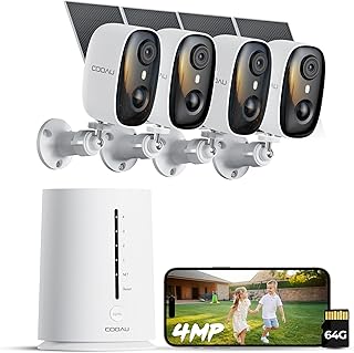 Caméra de sécurité solaire COOAU 2.5K/4MP sans fil