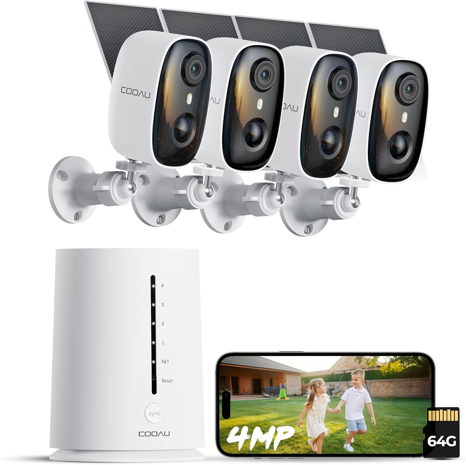 Caméra de sécurité solaire COOAU 2.5K/4MP sans fil — Caméra de sécurité