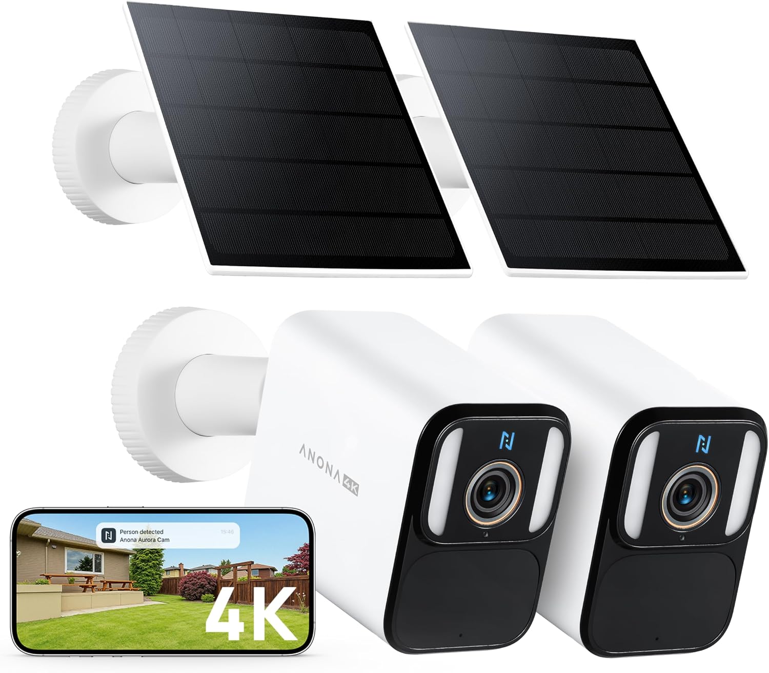 Caméra de sécurité solaire Anona 4K sans fil extérieur — Caméra de sécurité