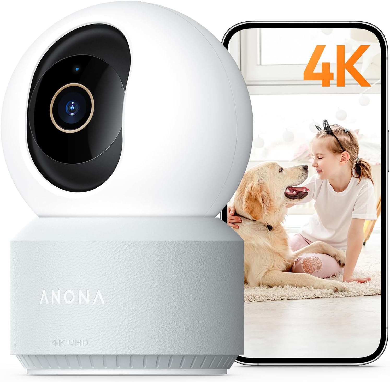 Anona 4K UHD Indoor Camera with 360° Pan-Tilt — Security Camera