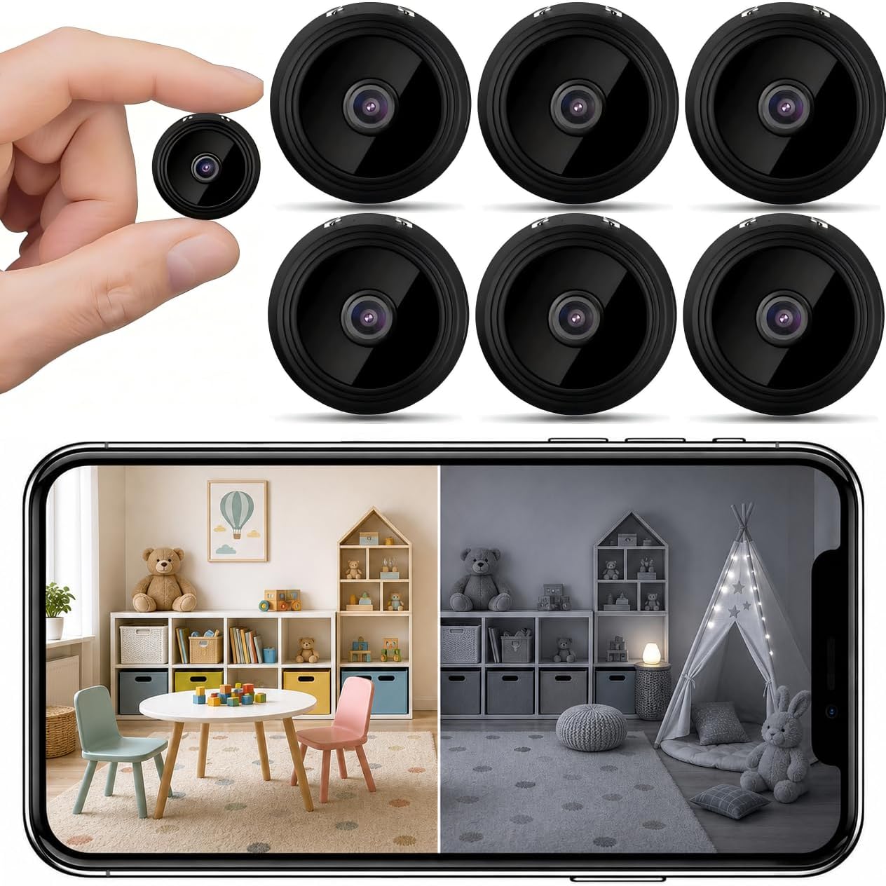 Ensemble 6 caméras de surveillance 1080P avec vision nocturne — Caméra de sécurité