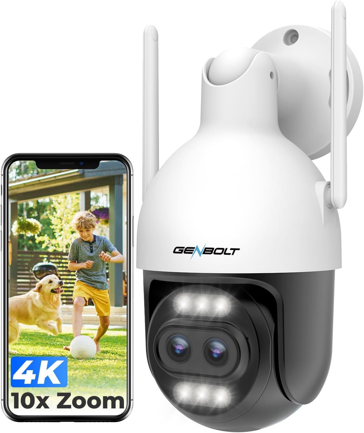 Caméra de sécurité GENBOLT 4K WiFi 8MP double objectif — Caméra de sécurité
