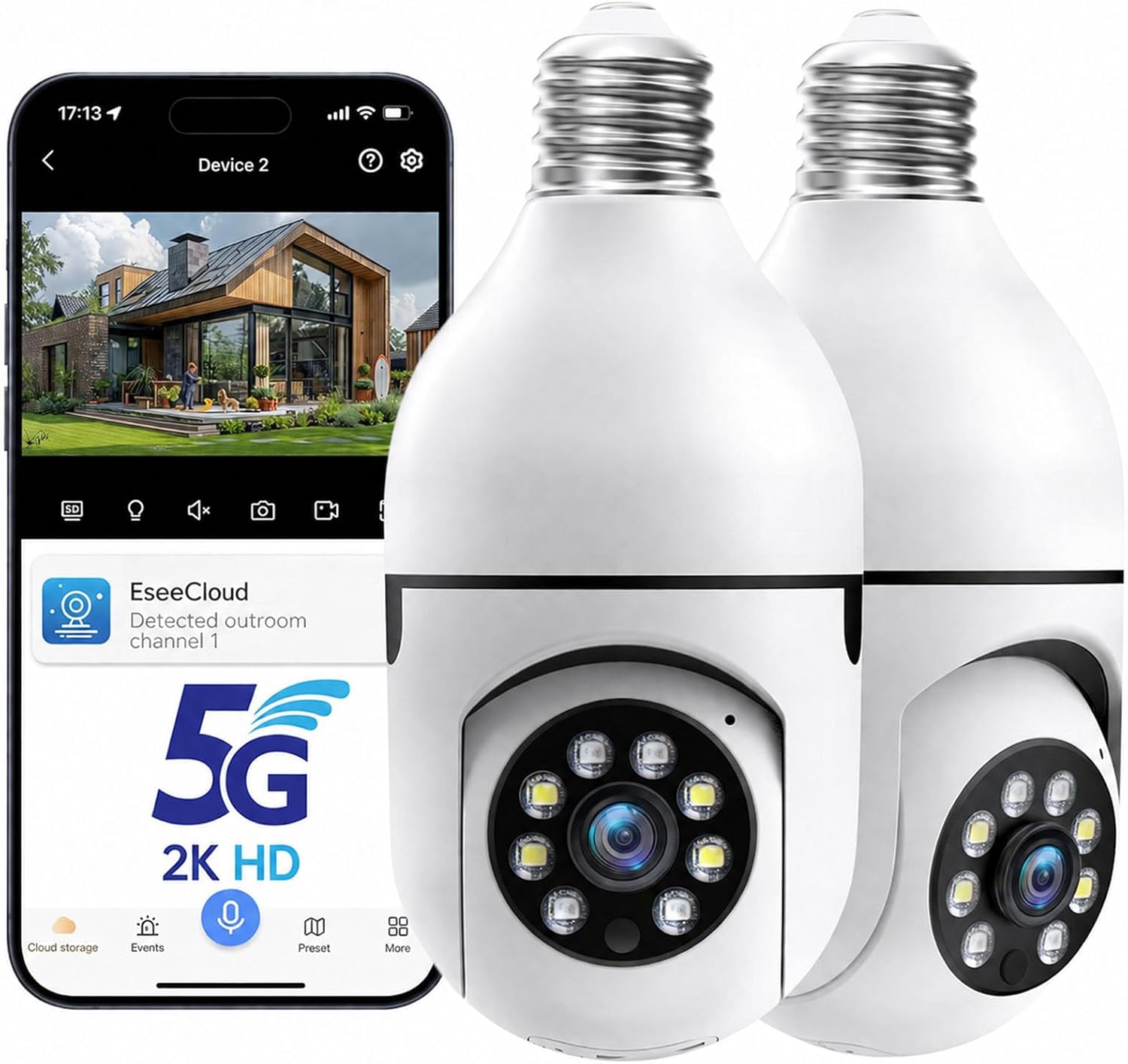 Caméra de sécurité ampoule connectée WiFi — Caméra de sécurité
