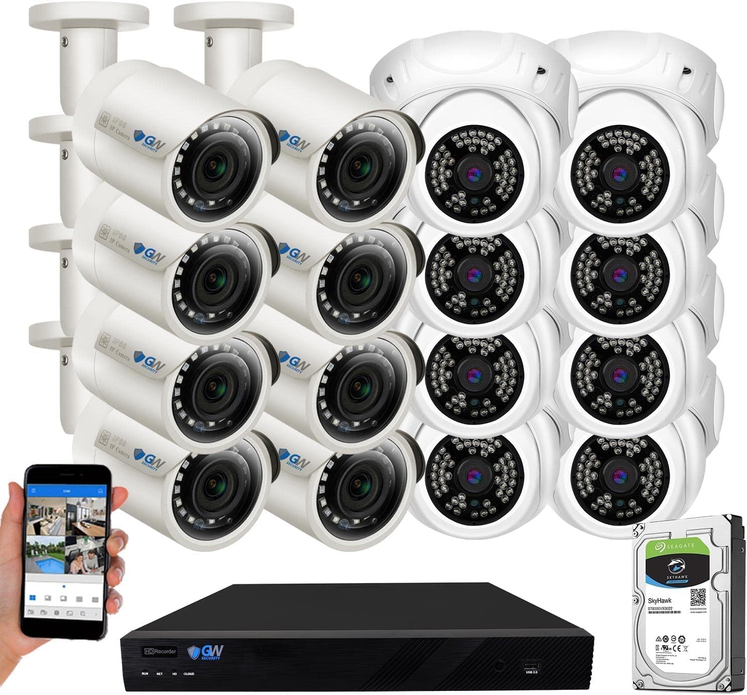 Système DVR GW Security 16CHE2 16 canaux avec 16 caméras — Caméra de sécurité