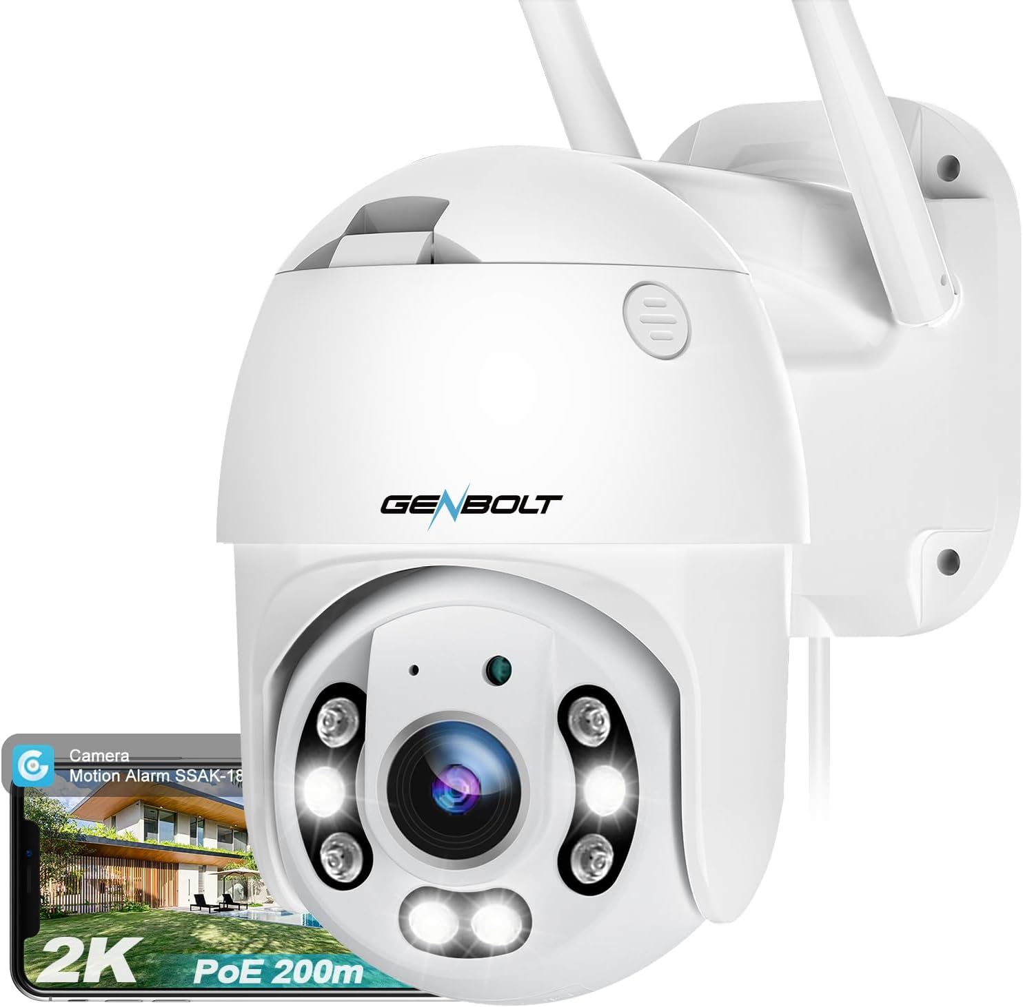 GENBOLT Caméra de surveillance WiFi 1080P PTZ — Caméra de sécurité