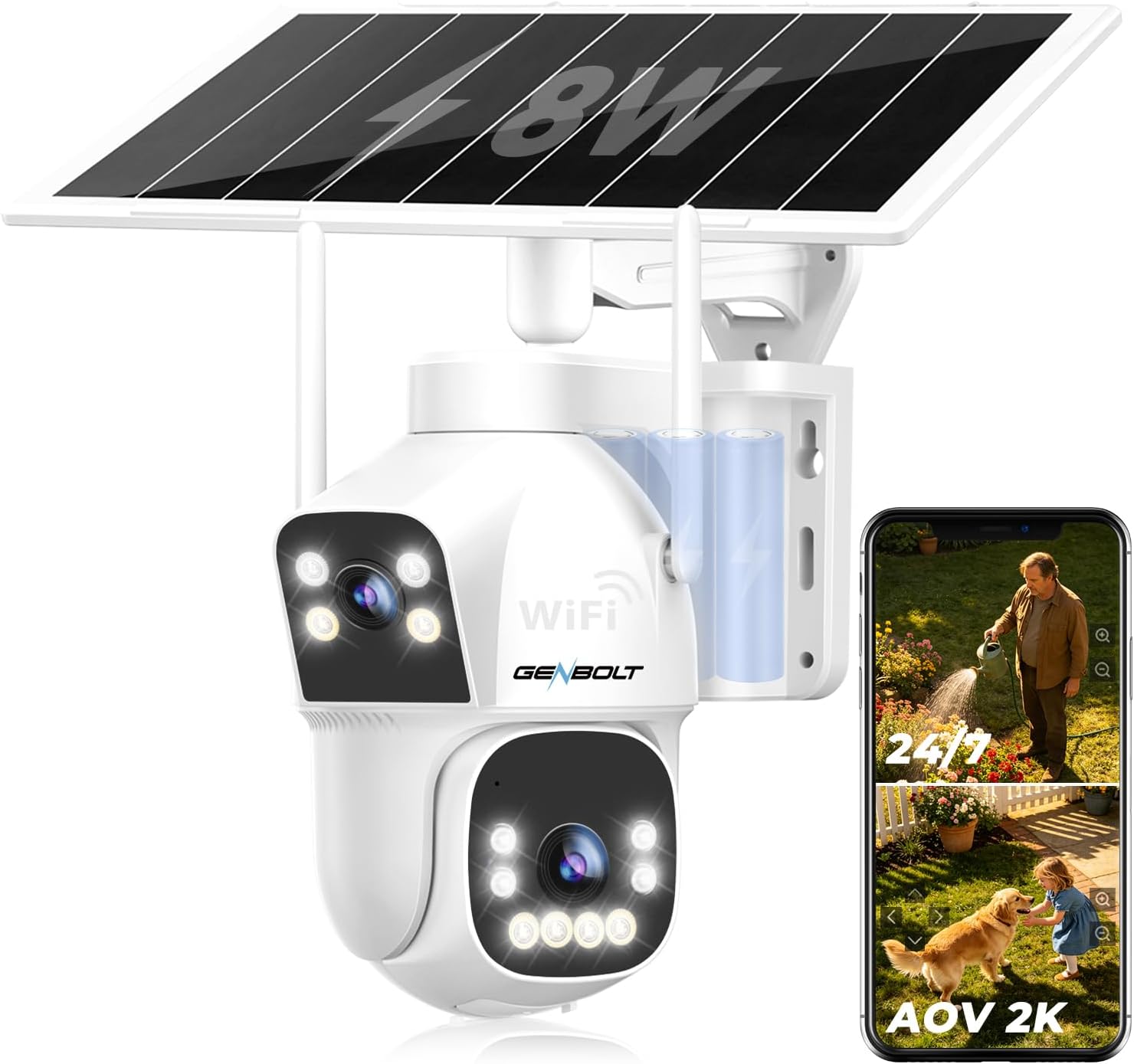 Caméra de sécurité GENBOLT 2.5K WiFi solaire extérieur — Caméra de sécurité