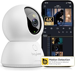 4K Indoor Camera with AI Pet Detection, 360° Pan Tilt — Security Camera