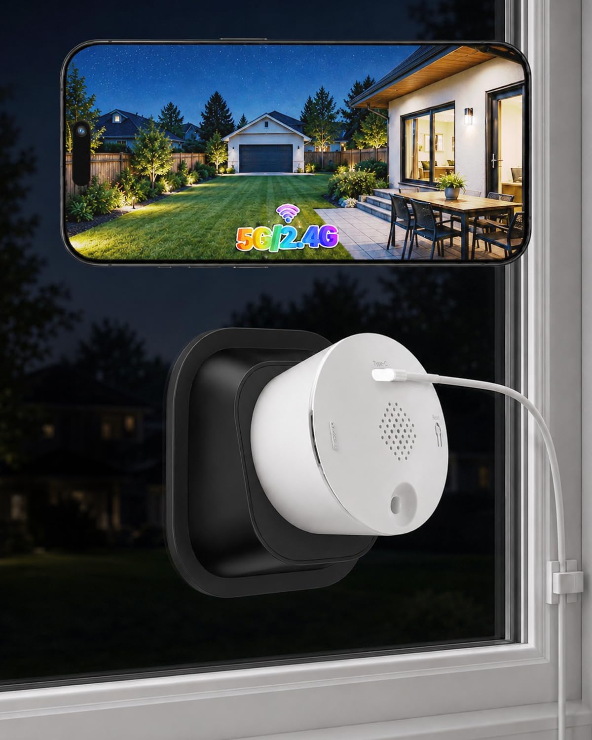 Caméra WiFi 5G SYMYNELEC pour fenêtre, vision nocturne 2K — Caméra de sécurité