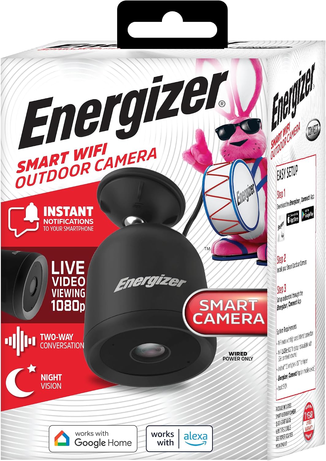 Caméra de sécurité extérieure Energizer Smart 1080P — Caméra de sécurité