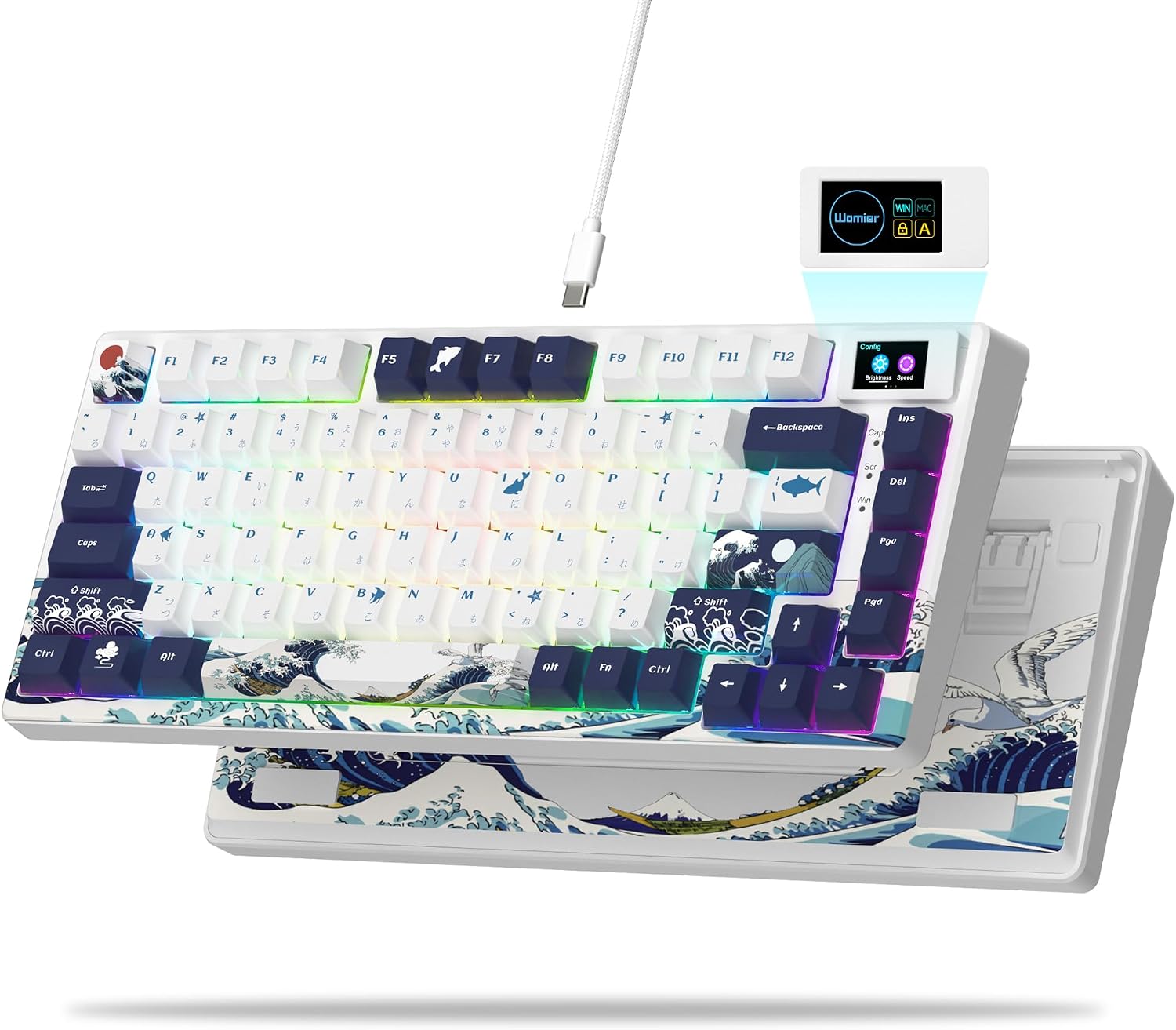 Womier S-K80 75% clavier de jeu mécanique filaire Hot Swap RGB blanc — Clavier mécanique