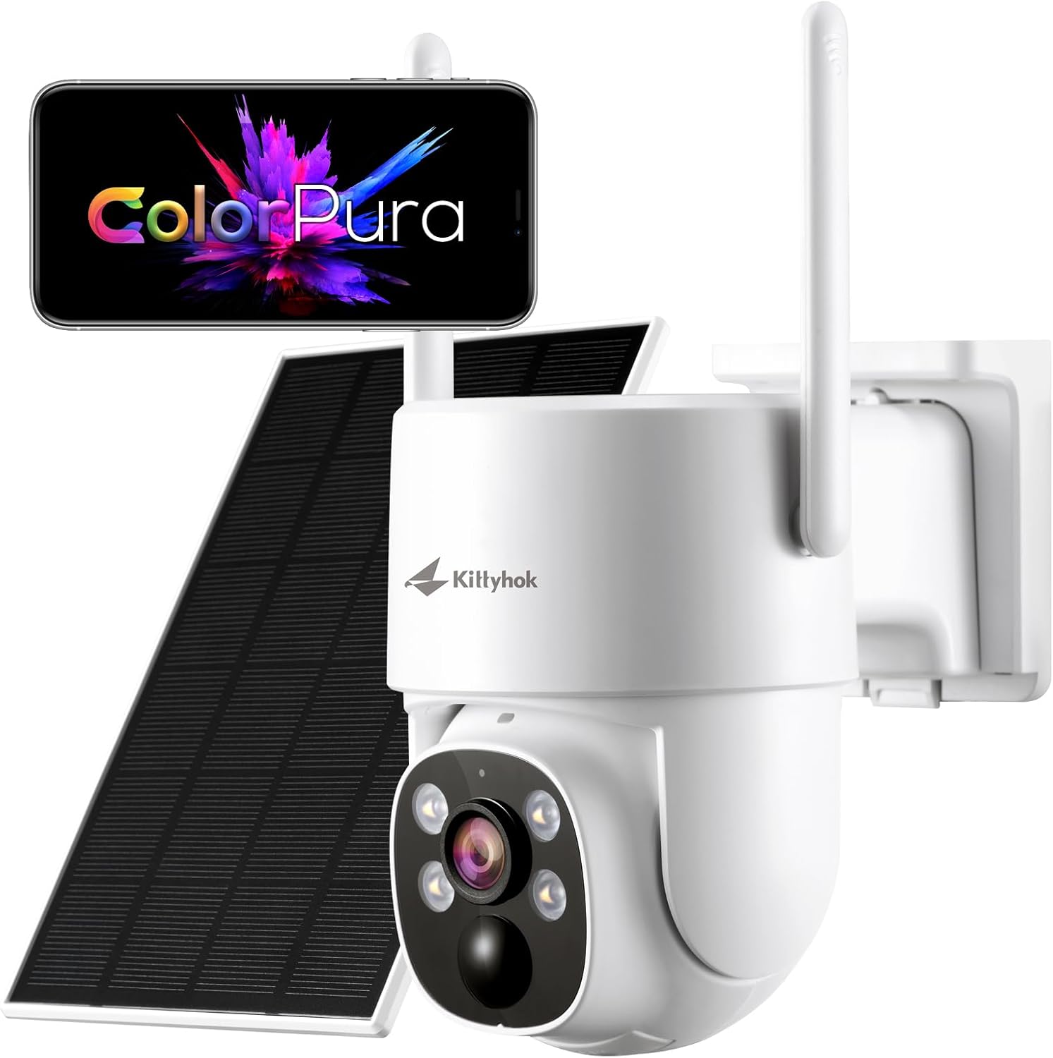 Caméra de sécurité PTZ solaire Kittyhok ColorPura 2K — Caméra de sécurité