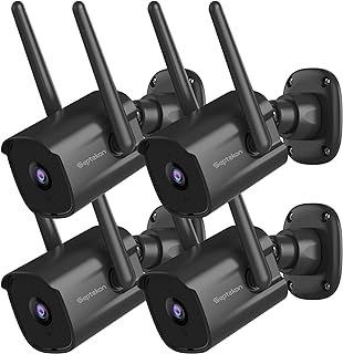 Septekon 4-Pack Caméra de Sécurité 2K avec Vision Nocturne