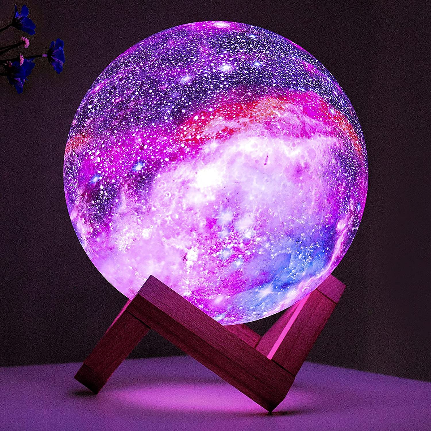 3D Galaxy Moon Night Light Lamp with 16 Colors and 4 Modes