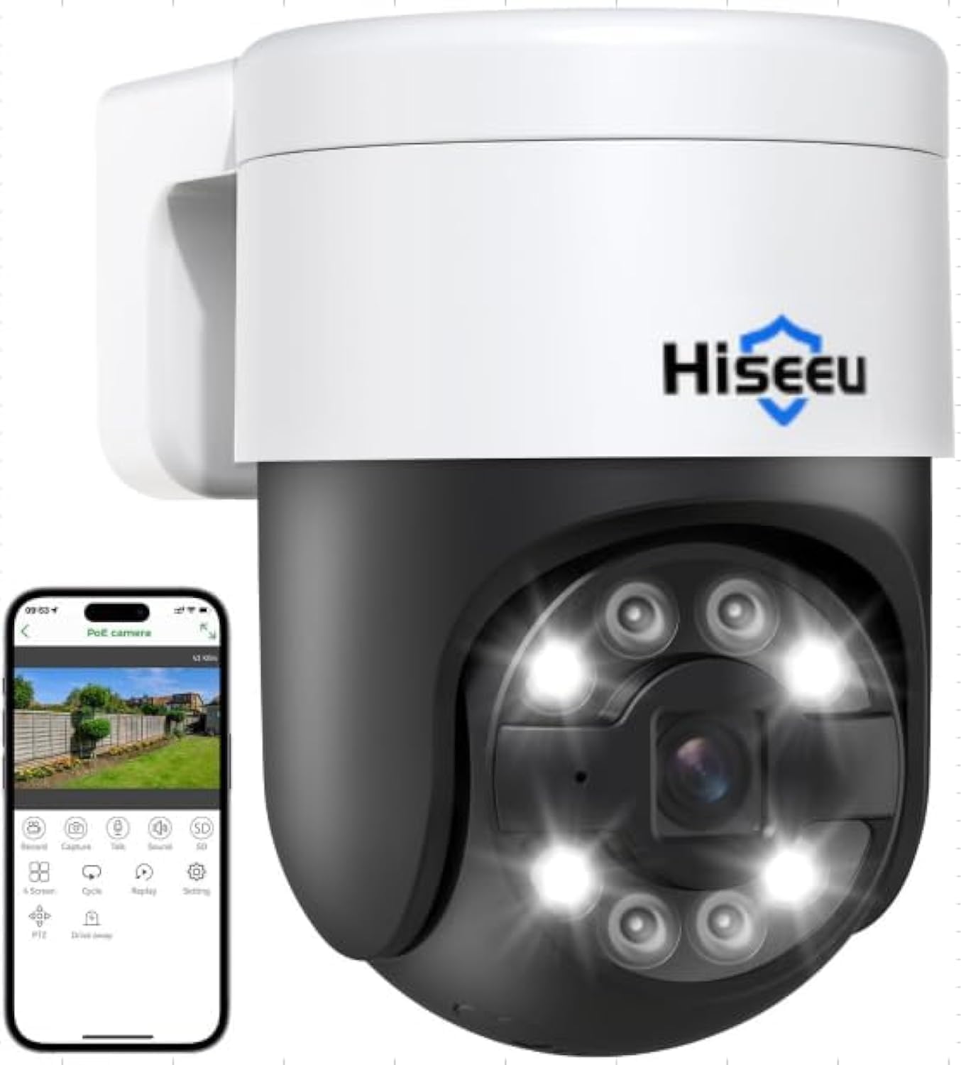 Caméra Hiseeu 5MP PoE PTZ Extérieure avec Suivi Auto — Caméra de sécurité