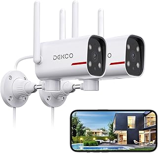 DEKCO 2Pack Outdoor Security Camera 2K Night Vision 180° Pan