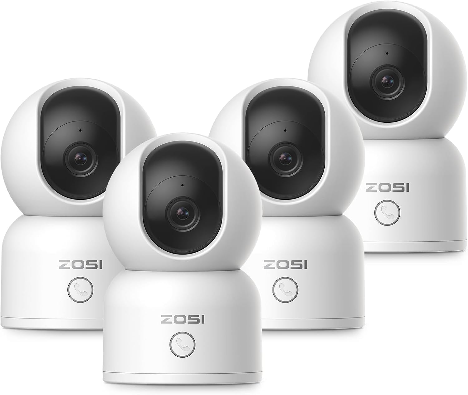 Caméra de Sécurité Intérieure ZOSI 2K Pan/Tilt, Vue 360°, 4 Unités — Caméra de sécurité