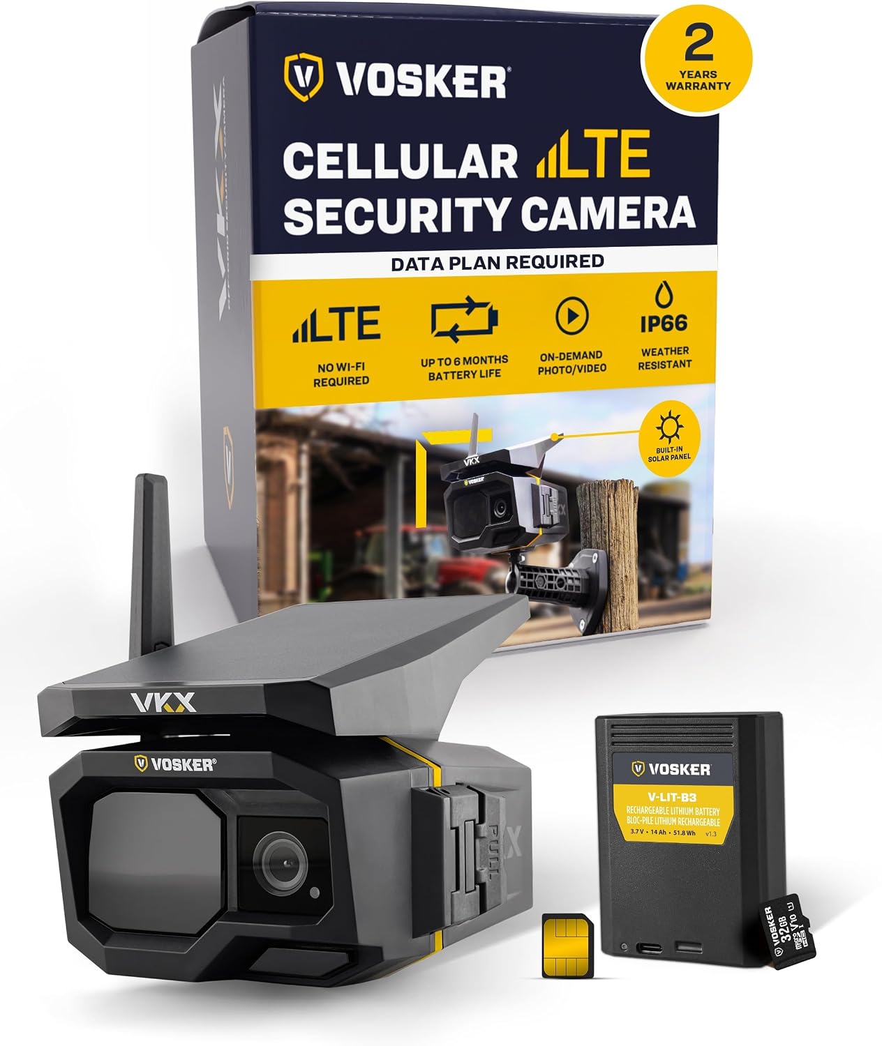 Caméra de sécurité VOSKER VKX solaire 4G LTE — Caméra de sécurité