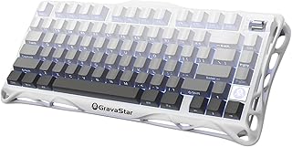 GravaStar Computer Peripheral Devices, Mercury,K1 75% Wireless Mechanical Gaming Keyboard, Aluminum Alloy Exoskeleton Design, Gasket Custom Keyboard Hot-Swap Socket, Linear Switches, RGB Backlit