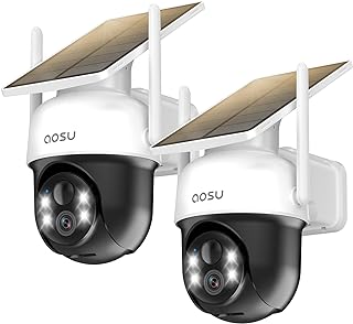 AOSU Solar Camera Security Outdoor 2K 360° 2-Pack