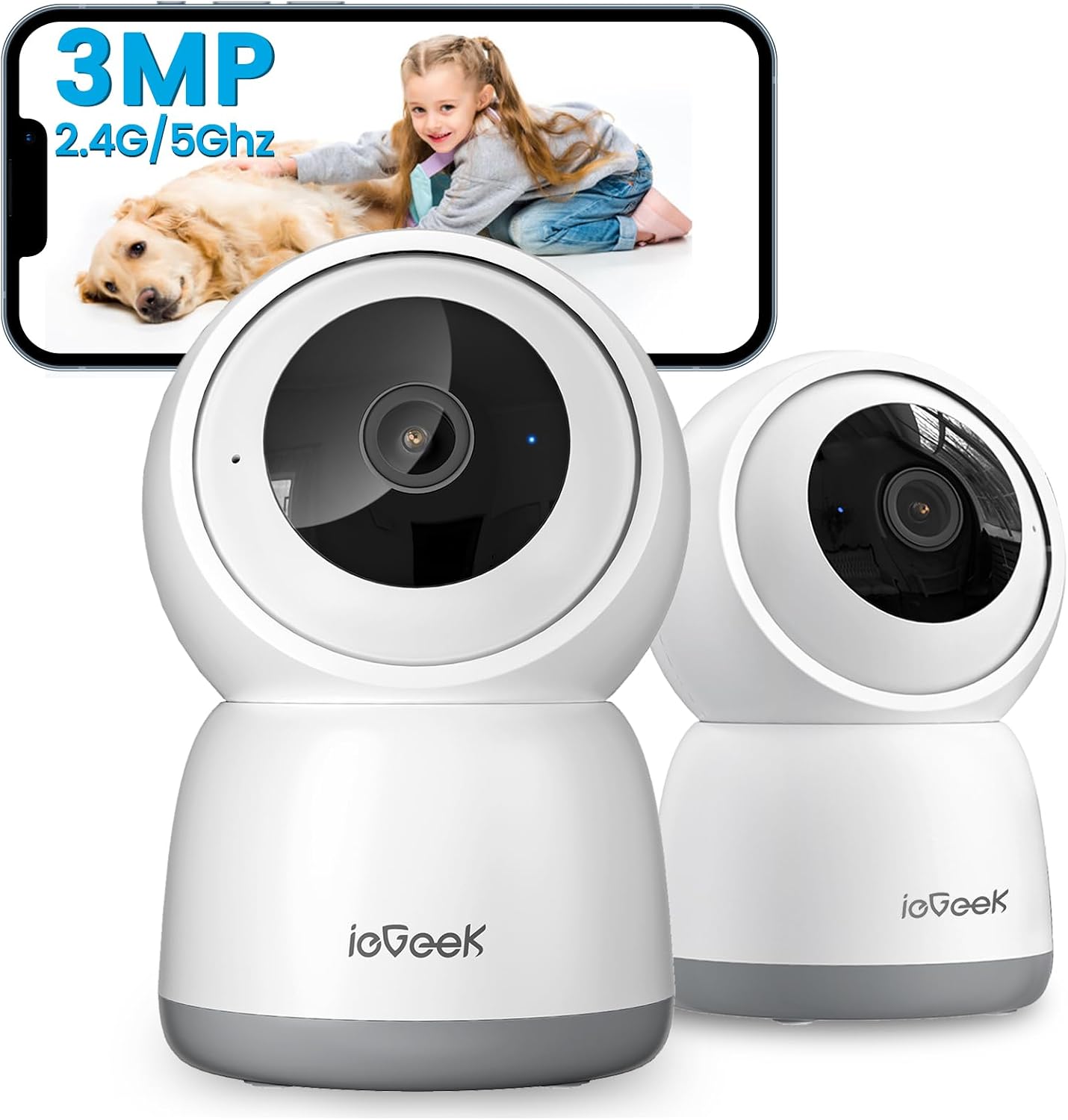 ieGeek 2K Indoor Security Camera 360° Auto Tracking (2 Pack) — Security Camera