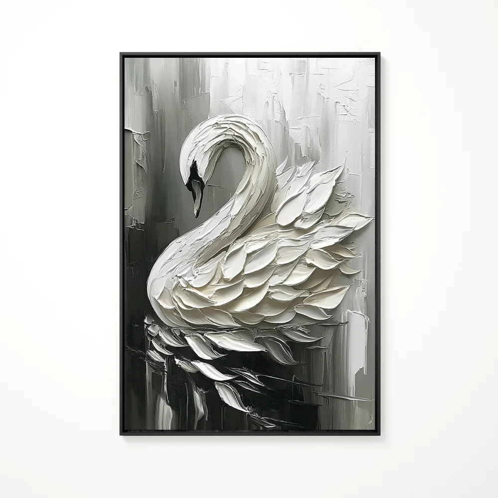 Handcrafted Painting The Swan's Dance Wall Decor - Black Frame / 24"x 20"/ 61 x 51 CM — Wall Decor