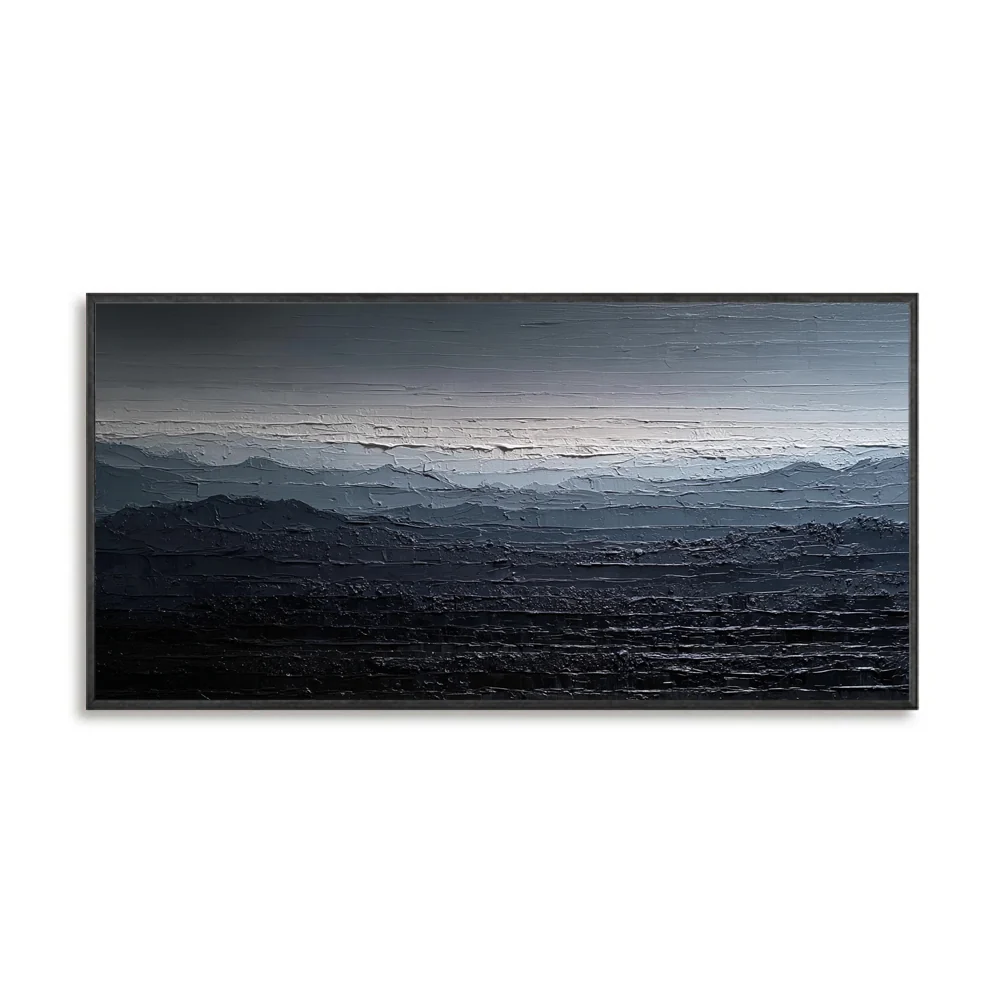 Silent Ridge – Peinture Abstraite Moderne de Paysage avec Cadre — Décoration murale