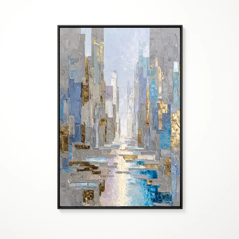 Dimension du Temps – Peinture Murale Abstraite Moderne de Paysage Urbain — Décoration murale