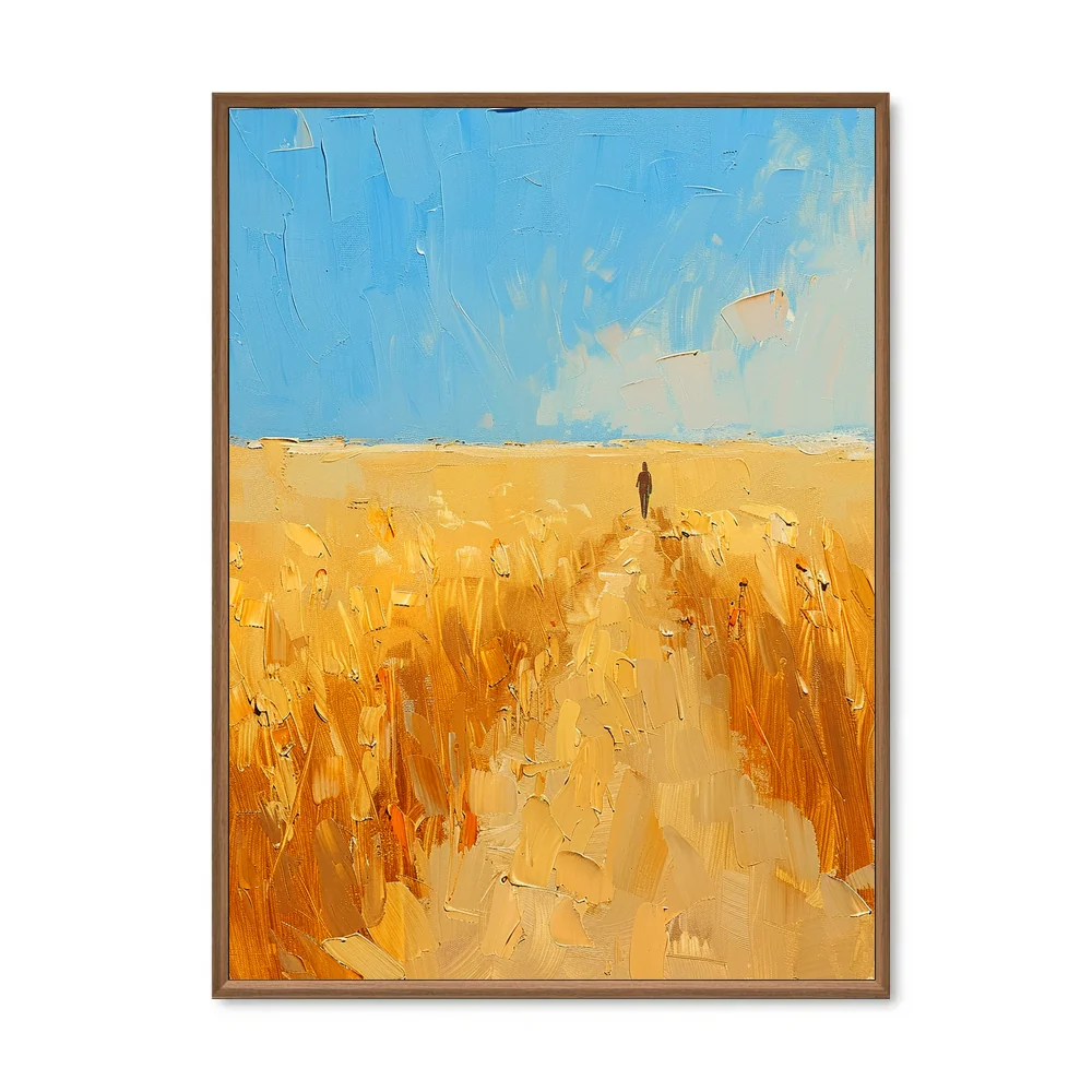Chemin de Lumière Peinture Paysage Impressionniste - Cadre Noir — Décoration murale