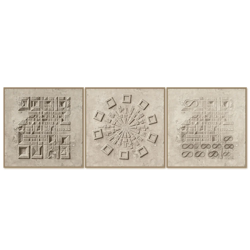 Rythme Numérique - Ensemble de Peintures à l'Huile Abstraites Minimalistes — Décoration murale