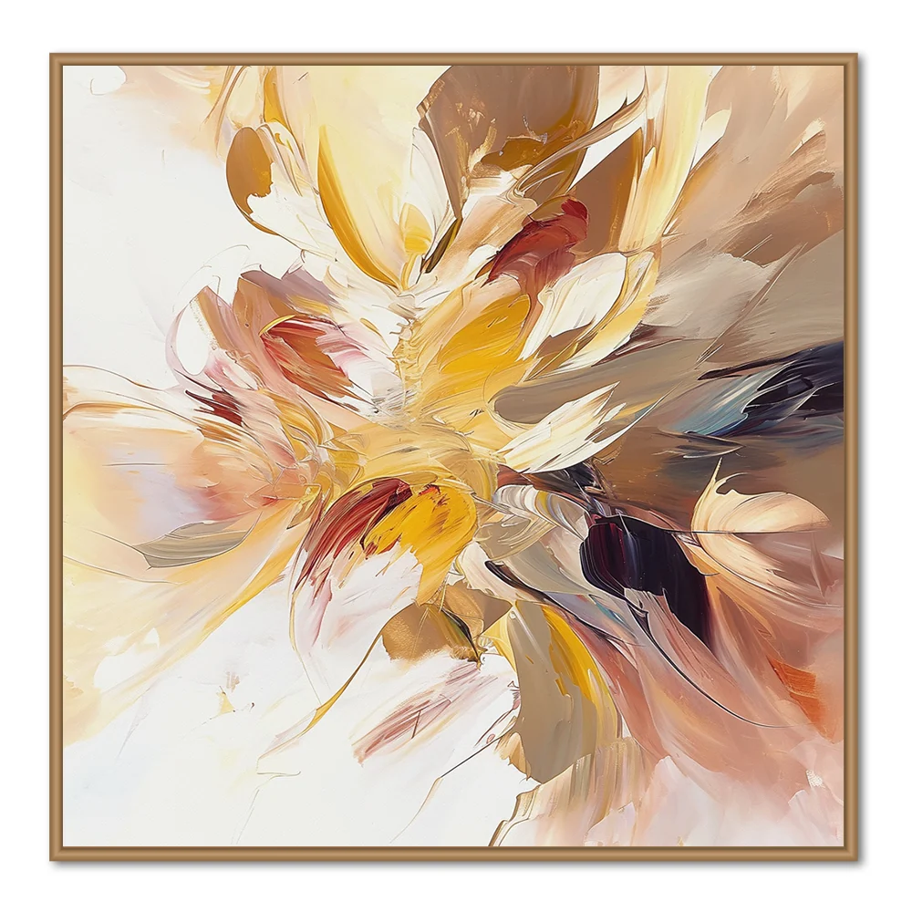 Radiant Bloom – Peinture à l'huile florale abstraite moderne faite à la main — Décoration murale