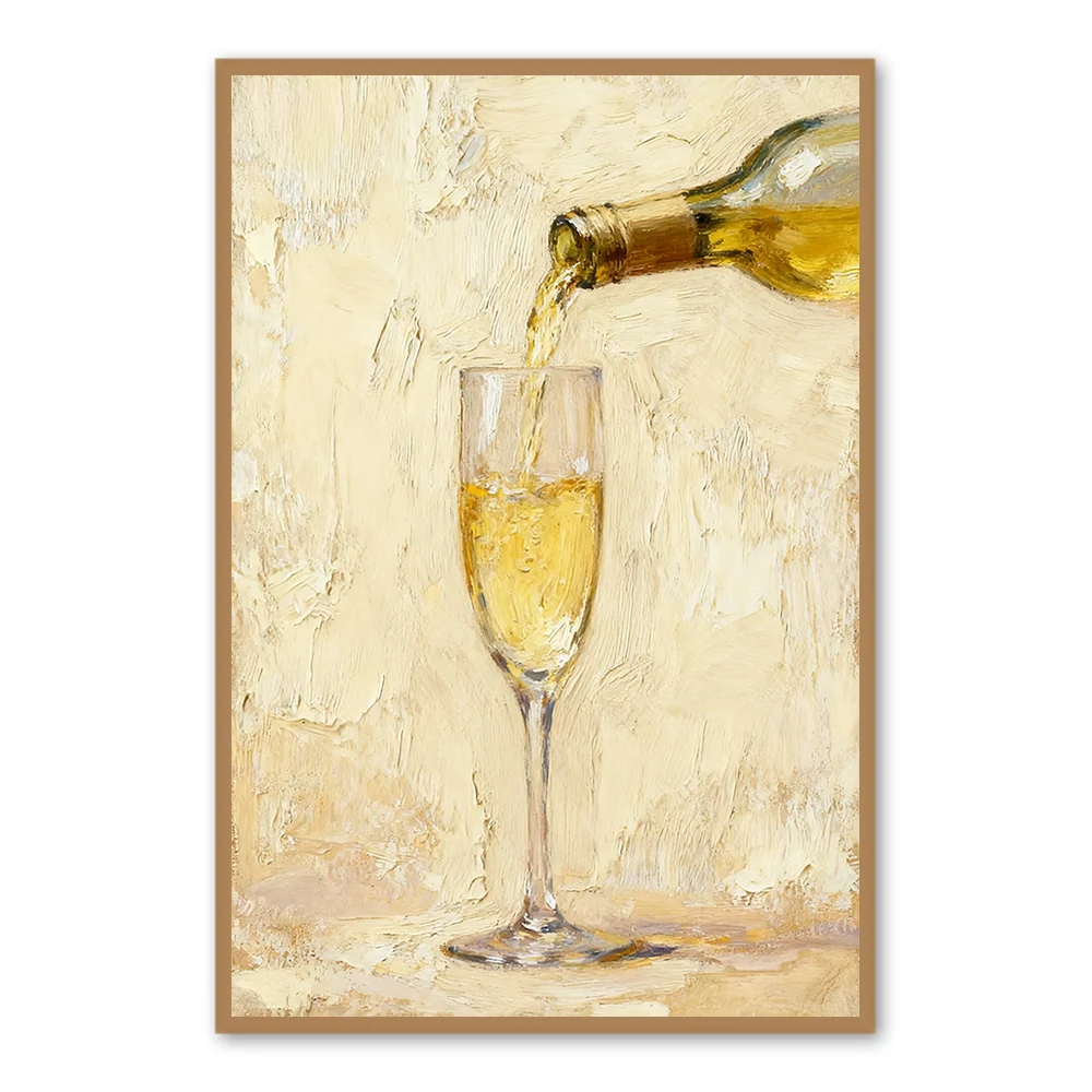 Golden Pour – Contemporary Still Life Style Handmade Oil Painting Wall Art - Black Frame / 24"x 20"/ 61 x 51 CM — Wall Decor