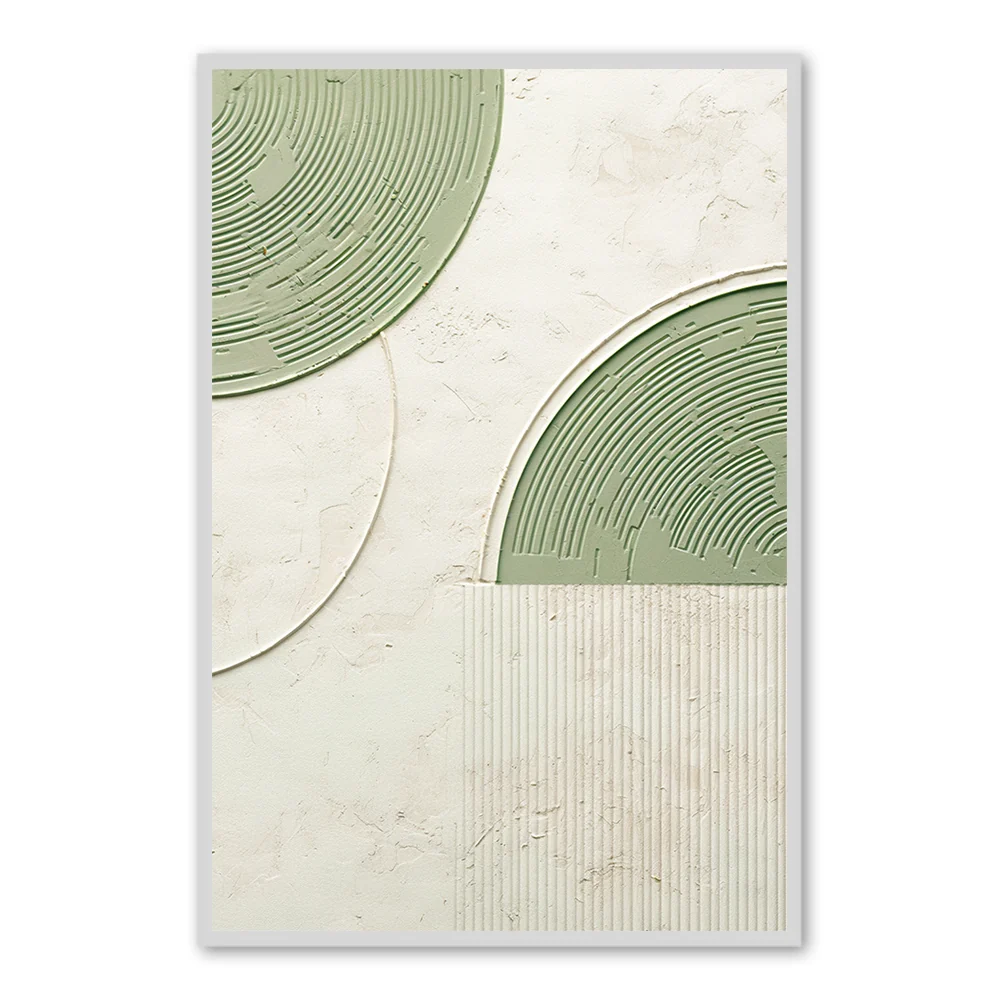 Geometric Circles – Textured Abstract Handcrafted Oil Painting – Modern Wall Art - Black Frame / 24"x 20"/ 61 x 51 CM — Wall Decor