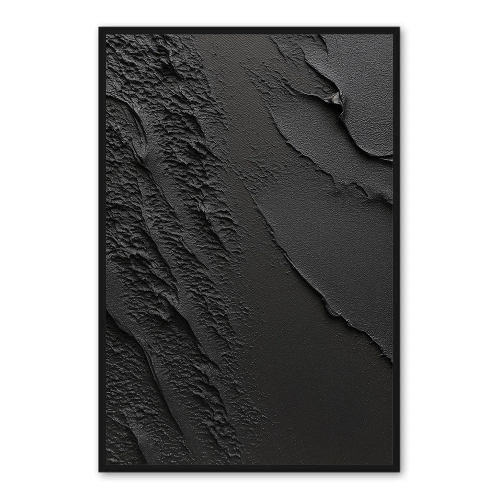 Peinture Thème Texture Terrain Noir - Art Mural Abstrait Minimaliste — Décoration murale