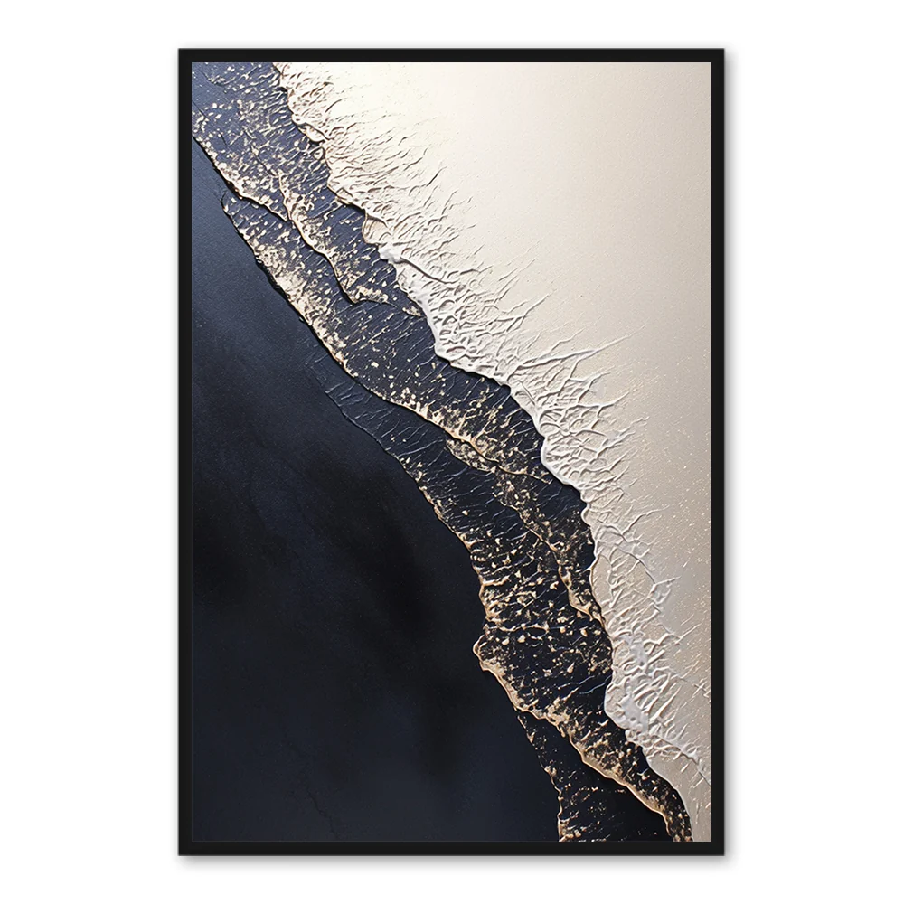Peinture Thème Terrain Bord Doré - Art Mural Abstrait Moderne — Décoration murale