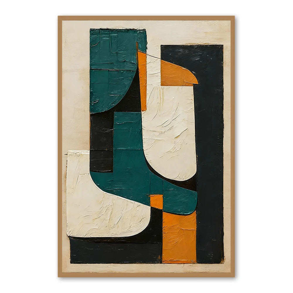 Peinture Thème Blocs Géométriques - Art Mural Abstrait Moderne Fait Main — Décoration murale
