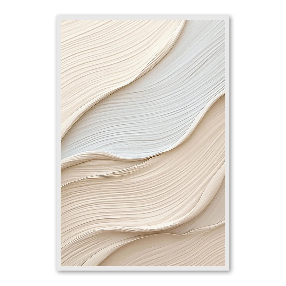 Peinture abstraite texturée Flowing Harmony - Cadre noir 24x20 — Décoration murale