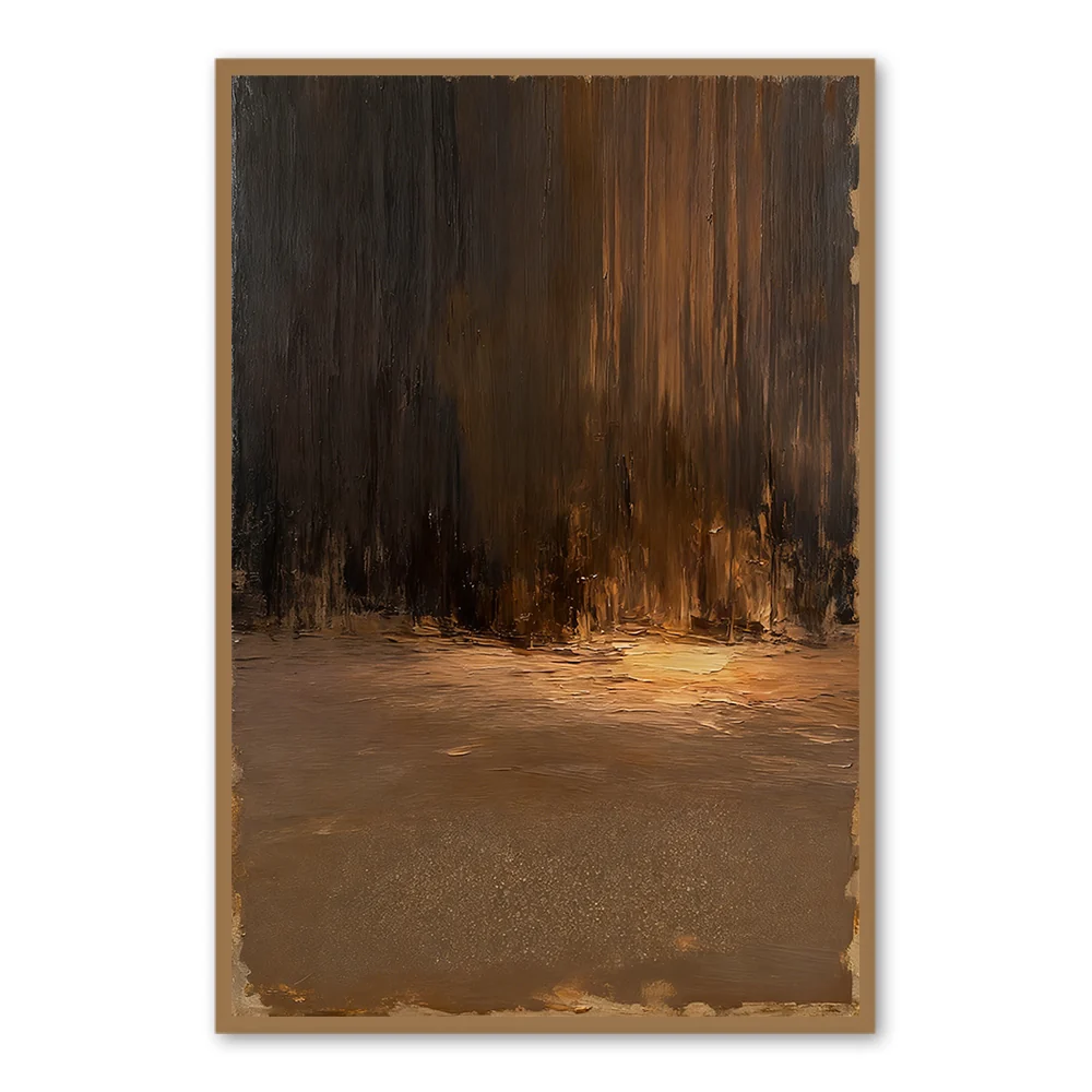 Golden Glow Forest Abstract Texture Painting by Arrtr — Wall Decor
