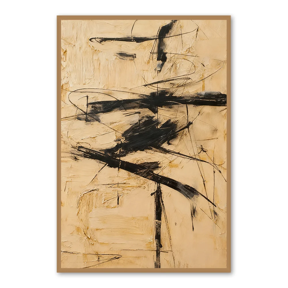 Abstract Gesture Lines Canvas Wall Art by Arrtr - Black Frame — Wall Decor