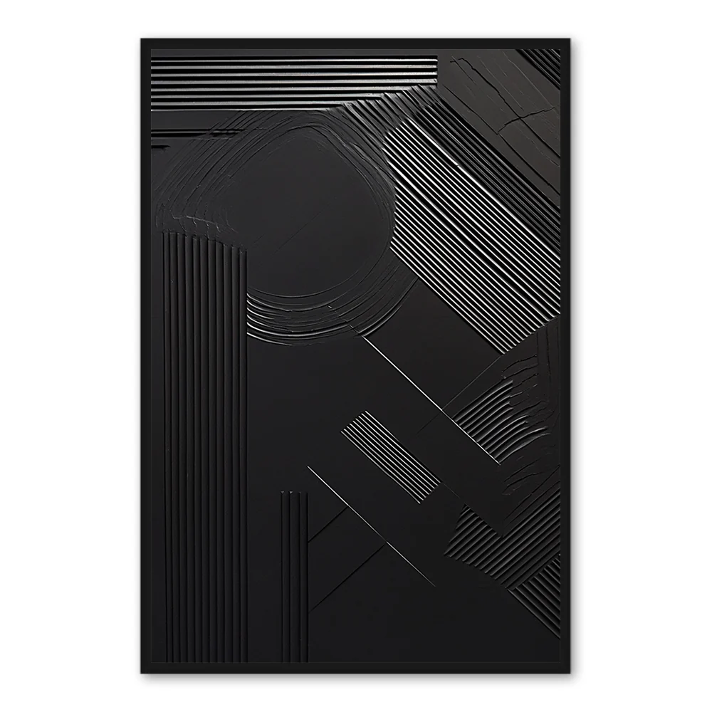 Geometric Rhythm Black | Minimalist Relief Texture | Wall Art — Wall Decor