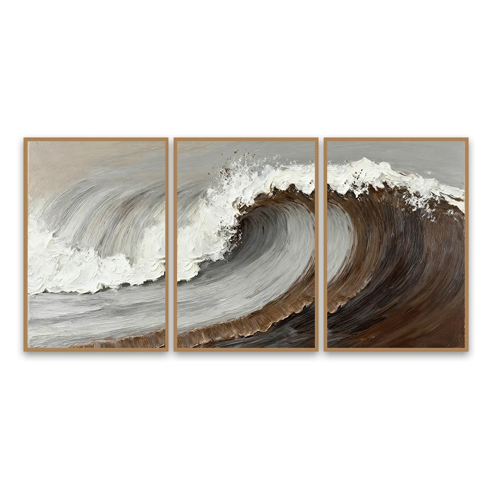 Whispers of the Ocean – Handcrafted Triptych Oil Painting Wall Art — Wall Decor