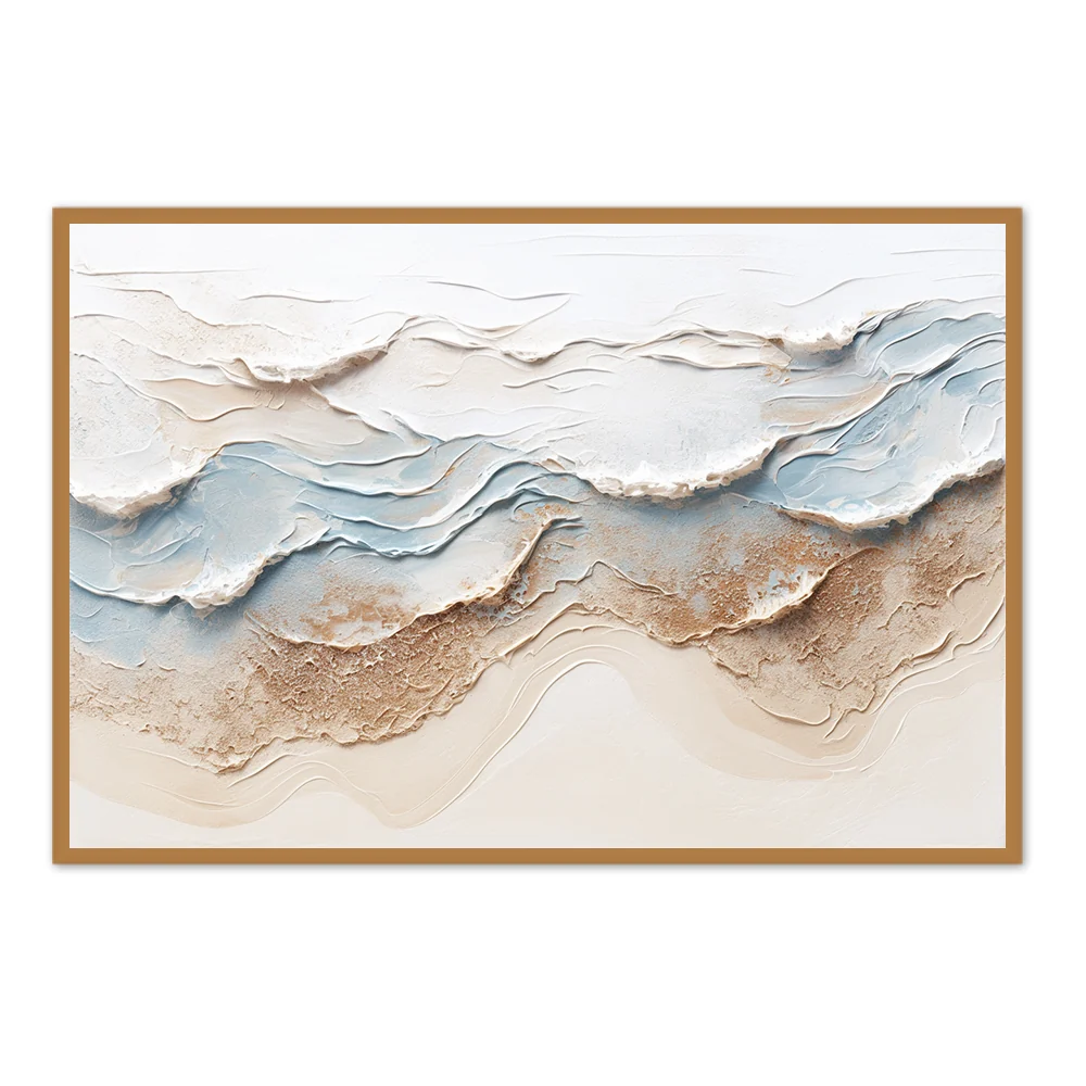 Vagues Côtières Peinture à l'Huile Artisanale Décor Mur Abstract — Décoration murale