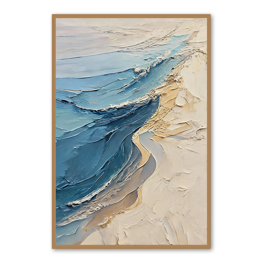 Art Texturé Sérénité Côtière – Peinture à l'Huile Artisanale — Décoration murale