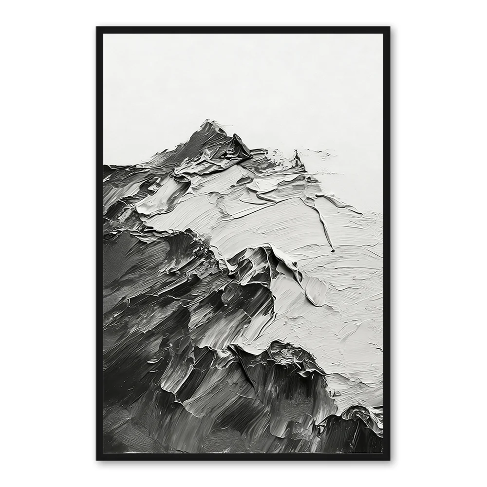 Mountain Peaks Handcrafted Oil Painting Abstract Landscape Wall Art — Wall Decor