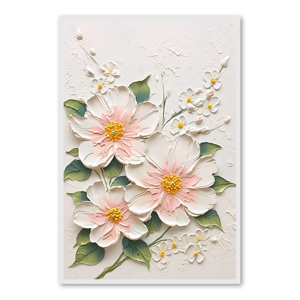 Blossoming Harmony Floral Texture Art - Handmade Oil Painting — Wall Decor