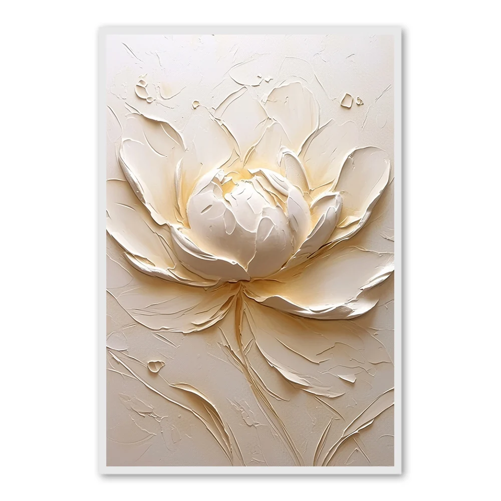 Radiant Petal Texture Art – Handmade Floral Oil Painting — Wall Decor