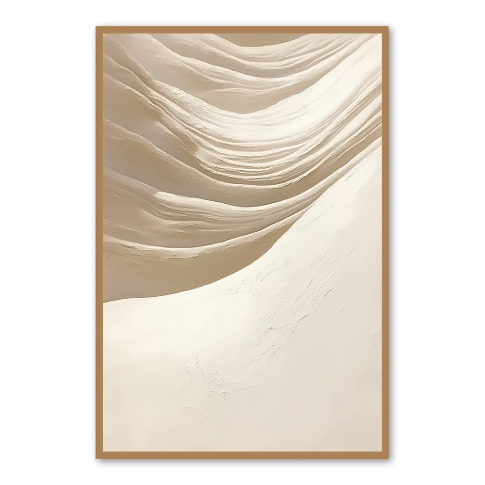 Desert Wave Serenity - Handmade Oil Painting Wall Art - Black Frame — Wall Decor