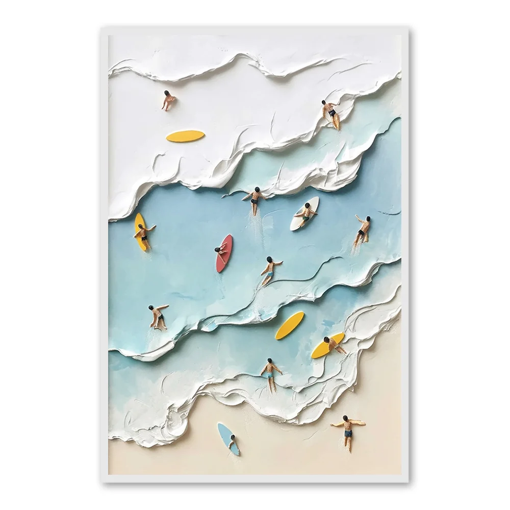 Surfing Coast Joy – Peinture à l'huile artisanale par Arrtr — Décoration murale
