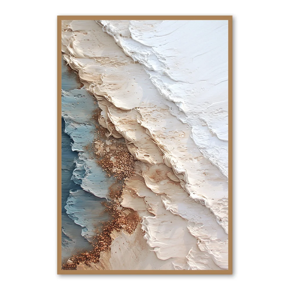 Coastal Layers Harmony – Abstract Textured Hand-Painted Oil Wall Art - Black Frame / 20"x 24"/ 51 x 61 CM — Wall Decor