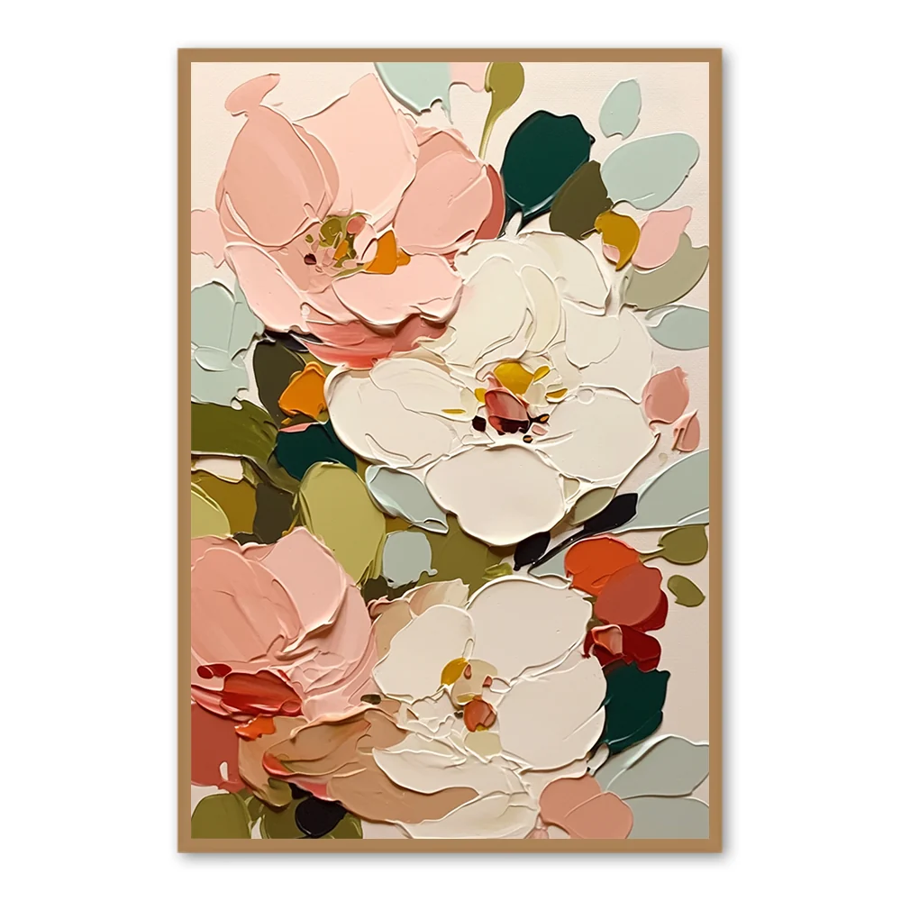 Harmonie du Jardin Épanoui – Œuvre d'Art Florale Moderne — Décoration murale